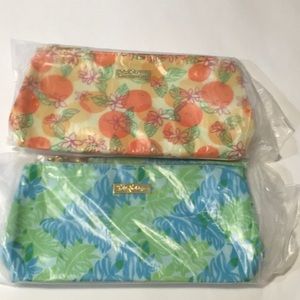 Lilly Pulitzer wristlet bags in blue and orange